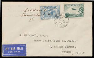 1931 (June 6) Lord Howe Island-Sydney AAMC #184a with the 3 line violet cachet at upper-left certified "Francis Chichester" & numbered "76", Cat $650.