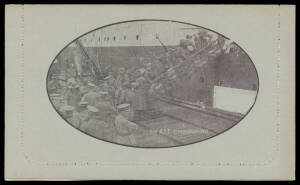 LETTER CARDS: 1915-18 Military Views White Inside Perf 12½ "2nd AIF EMBARKING" (gangway, with 'A32' Deleted) in purple-black, light even discolouration on the address side, unused, Cat $750. The rarest of the military views.