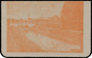 LETTER CARDS: 1920 2d orange/grey Perf 12½ "BURRINJUCK DAM.../SETTLER'S HOUSE LEETON/showing Distributing Channel/and Bridge", used with South Australia, Cat $500. Rare view & superb!