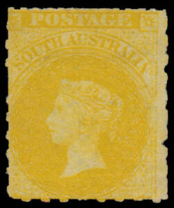 1860-69 Second Roulettes 1/- yellow SG 38, roulletting on all sides but misplaced at the base resulting in No Value Tablet, unused, Cat £900.