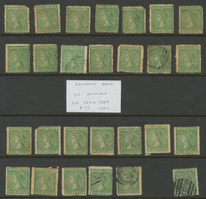 1863-81 Laureates - ONE PENNY: Large array on Hagners sorted by SG number with many from the Emergency Printings including SG 115 x19, SG 116, SG 120/b x26 mostly unused, SG 125 x11 (one unused) & SG 126 x4, at least 80 unused/mint examples (including tho