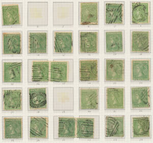 1863-81 Laureates 2d Second Forme Setting large-part reconstruction of 103 of the 120 positions; 2d Emergency Printings of 1867 Second Forme Setting 95 of 120; and 2d Emergency Printings of 1868 68 of 120 positions; a few pairs noted, condition a bit vari