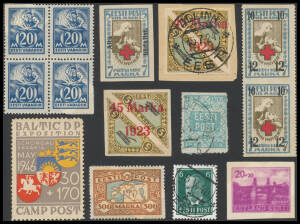 ESTONIA: in two stockbooks virtually complete mint (many **) - except for the 1919 'Eesti Post' Overprints & 1923 Charity set mint or used - and used plus lots of extras including 1918-19 'EESTI/POST' 15k Perf 11½ used x2 (minor problems), 1921-22 Red Cro