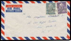 1962 commercial airmail cover to New York with rare franking of 1958 QEII Malaysian Currency 10c & $1 tied by cds #2. [Rod Perry has advised he has recorded only one commercial cover with the $1]