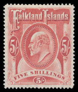 1904-12 KEVII ½d to 5/- SG 43-50 plus extra shades to 3/- (toned), Cat £700+ (minimum). (16)