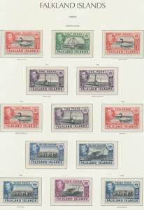 1937-52 KGVI Issues complete as per Leuchtturm hingeless pages including shades to 5/- Sea Lions x3, Wedding is unmounted, also KGV 3/- green (toned) & Jubilee set **, Cat £1150+. (55)