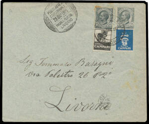 Two albums of covers mostly post-WWII to Munitions Manufacturer Mangiarotti (many are stampless official covers with Postage Dues up to 900L added, some registered or express), also 1937 airmail 'FIUME' to Hungary, a couple of WWI military postcards, 1929