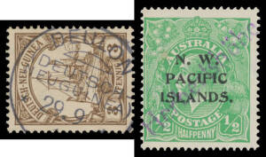 POSTMARKS: Hagners with German New Guinea selection including superb 'DEULON', NWPI including straight-line 'Herbertshöhe', Territory including small double-circle undated 'POST OFFICE/KAVIENG' & double-circle 'POST OFFICE/PO KOKOPO', etc, condition varia