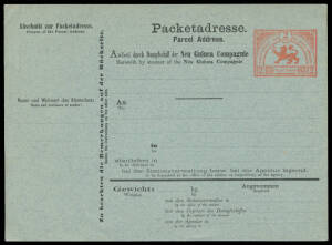 PARCEL CARD: Neu-Guinea Compagnie 2mk Lion 'Packetadresse.' Card, unused.