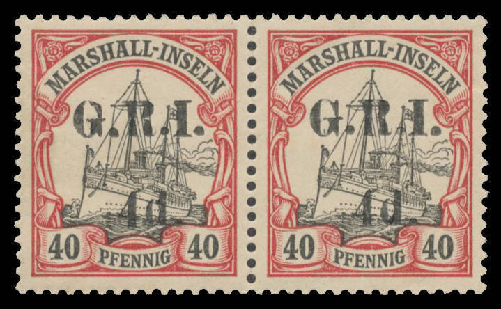 1914 Overprints on Marshall Islands 2d. on 20pf ultramarine SG