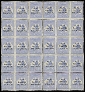 1915-16 Kangaroos Second Watermark 6d blue SG 88 complete forme of 30 from the Fourth Setting (Hollow Stops), unidentified position but with marginal watermark lines at lower-right, a few hinge remainders but most units - including the abc strips - are un