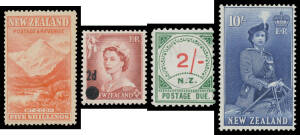 Attractive collection in two Davo hingeless albums with Pictorials No Wmk 5/- SG 259 (regummed), KGV Recess set (ex 3d & 8d brown), 1925 Dunedin Exhibition set, 1929 Nurse, 1935 Jubilee set, 1935 Pictorials, 1940 Centennial set (1/- tiny tonespots), QEII 