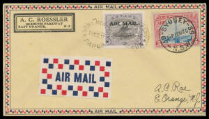 1930 (Mar 11) Port Moresby-Sydney-United States - see AAMC #P1a - with combination franking of Papua 'AIR MAIL' 6d + United States 5c Beacon pre-paying the trans-USA portion of the journey, Cat $800. Ex Ray Kelly. [The AAMC states "15 covers reported to 