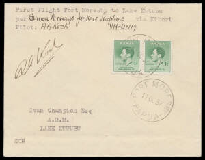 1937 (Oct 11) Port Moresby-Lake Kutubu per Guinea Airways in a Junkers W34 AAMC #P117, signed by the pilot "AA Koch", Cat $600. [Only 17 flown. This was a delivery flight to the police camp then under construction]