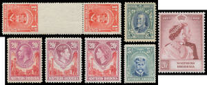 Northern Rhodesia with KGV to 20/- ( 20/- with Brandon Certificate), KGVI to 20/-, 1948 Silver Wedding 20/- and QEII to 20/-; and Southern Rhodesia with 1924 Admirals to 5/- plus Gutter Singles ½d Imperf at Side, 1d Imperf at Top, 1d Imperf at Base, 1½d I