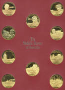 MEDALLIONS: 'THE MEDALLIC HISTORY OF AUSTRALIA' 1972 First edition gold on sterling silver proof set of sixty medals (45mm each weighing 39.5g), designed by James Berry and minted by Stokes, housed in an impressive six-page album. (60) - 2