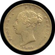 HALF-SOVEREIGN: 1871S Young Head with Shield Reverse, Fine. - 2