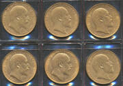 SOVEREIGN: KEVII Perth Mint group with 1903 1905 1907 1909 x2 and 1910, VF to EF. (6) - 2