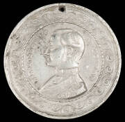 MEDALLION: "To Commemorate The Visit of H.R.H.Prince Alfred Duke of Edinburgh K.G. to Australia". Reverse stamped with "H.M.S.Galatea 1967". White metal, holed, 4.5cm. Fair condition  
