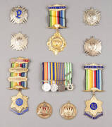 Medals & Badges: Masonic sterling silver medals (8) c1930s (140 grams total); Masonic gilt metal medals (5);  Australian military medalets group of 4; commemorative medallions & badges (8). Mixed condition