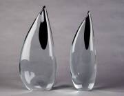 Pair of contemporary art glass somerso vases. 39cm & 41cm