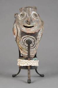 A Sago jar, East Sepik, Papua New Guinea. Stoneware & natural earth pigments. Collected during WW2. 28.5 x 15cm