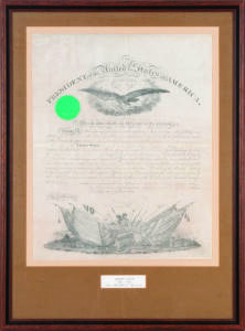 ABRAHAM LINCOLN (1809-65, 16th President of the USA): Signature on Military Appointment of George A.Mursick to Assistant Surgeon of Volunteers. Partially printed document on vellum with embossed Presidential seal, also signed by Edwin M.Stanton (Secretary