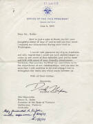 RICHARD NIXON (37th President of the U.S.A); fine signature "Dick Nixon" on letterhead of the Vice President, Washington dated June 8th 1959, addressed to The Honorable Henry E.Bolte Premier of Victoria. Pin hole top left. G/VG condition