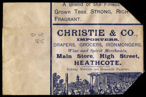 Antique paper tea packets by "Christie's & Co" (4); "Robur Tea" catalogue 4th edition; menus (26) many for "Huddart Parker Lines"; c1890 "Telegraph" Christmas card, ephemera etc. G/VG condition