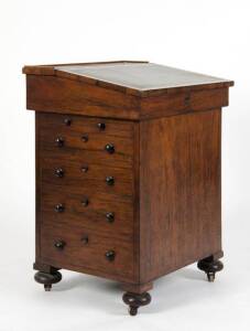 DAVENPORT: Antique ladies desk in rosewood with sliding top. Later gallery. H.79cm, W.61cm, 50cm