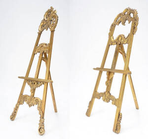 Two gilded easel picture stands.