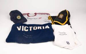 ROYCE HART'S FOOTBALL CLOTHING, noted signed items (7); Victoria runner's tracksuit top; plus Richmond socks, tracksuits & other clothing