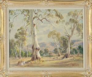 AMBROSE GRIFFIN: Oil on canvas, Australian rural landscape in original gilt frame. 48 x 62cm