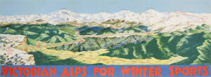 c1930s Travel poster "Victorian Alps For Winter Sports". Art work by Gert SELLHEIM. Linen backed. 61 x 23cm. Condition B. Rare