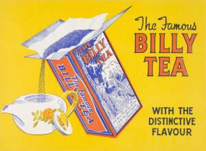 C1930s Advertisement poster "The Famous BILLY TEA". Linen backed. 48 x 36cm. Condition A