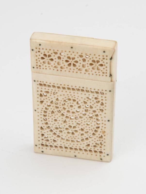 A whale bone card case, c1830s. 8.5 x 5cm