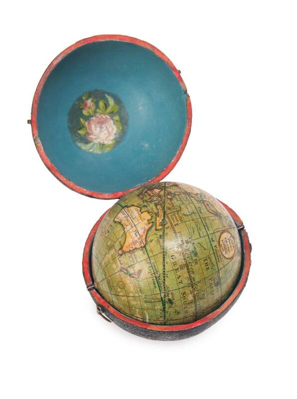 LANE Pocket globe made in London 1818, with shagreen case. 7.5cm diameter
