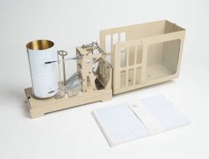 Hygrothermograph by Dobbie Bros. Instruments of Melbourne. Records both temperature and humidity over a seven day period and can also be set to record a one day period. With charts, 20th Century. 27cm high, 31cm wide, 15cm deep