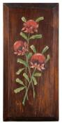 A hand painted timber panel of waratahs, late 19th Century. 76 x 35cm. 