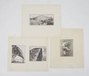 Sydney Harbour Bridge: 4 Small printers proofs (on 3 sheets) of photographs illustrating the building of the Sydney Harbour Bridge; 20 x 23cms sheet size.