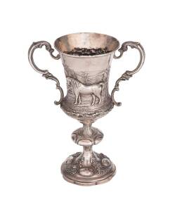 An Australian silver "Northern Agricultural Society 1875" Cup, unmarked, attributed to William Edwards, Melbourne, circa 1875. 27cm high, 500 grams