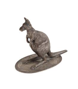 A silver plated cast kangaroo paper weight