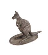 A silver plated cast kangaroo paper weight