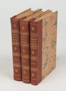 "J. COX & CO'S Australian Almanac for the year 1857", "WAUGH'S AUSTRALIAN ALMANAC for the year 1859." & "WAUGH'S AUSTRALIAN ALMANAC for the year 1860". All 3 volumes with extensive advertising pages and rebound to match.