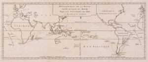 BOUGAINVILLE: "Development de la Route Faite Autour Le Monde……" 1771; 528 x 208mm.The first depiction of any part of Australia 's east coast based on actual observation. This map shows the tracks of Bougainville's ships the Boudeuse and L'Etoile around th