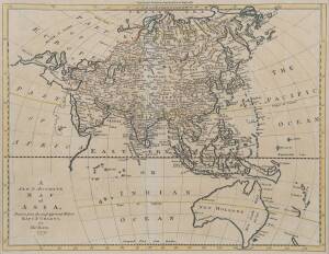 "A New & Accurate Map of Asia, Drawn from the most approved Modern Maps & Charts; by Tos Bowen, 1779" [London, 1779], shows New Holland - with Tasmania attached, window mounted, framed & glazed, overall 60x52cm.