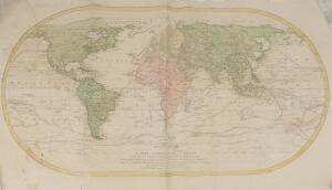 "Mappe Monde ou Carte Generale de L'Univers... Avec Les Tours du Monde du Cap.Cook" world map by Matthieu & George Lotter [Augsburg, 1782], showing tracks of Cook's voyages and early appearance of Hawaii, size 91x47cm. Fair/Good condition.                