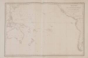 Jules Sebastian Cesar DUMONT-D'URVILLE:  "Carte Generale De L'Ocean Pacific Dressee par M.M. D'Urville et Lottin d'apres les reconnaissances de la Corvette l'Astrolabe et les cecouvertes les plus recentes 1833. Revue en 1834". 60 x 90 cm.