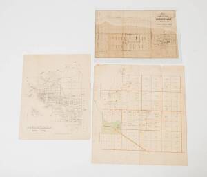 CAMBERWELL: Collection of maps, noted 1854 Indenture creating Union Road (now Victoria Road); "Plan of Valuable Allotments at Boroondara" [c1860]; "Prahran-Boroondara" [c1870]; "Plan of the Shire of Boroondara" [c1880]; "Boroondara, County of Bourke" [191