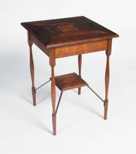 An Australian inlaid timber folk art occasional table, huon pine, silky oak, cedar, blackwood & Tasmanian oak, early 20th Century